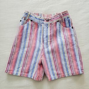 Vintage Striped Jean Shorts kids 6/7 *relaxed elastic